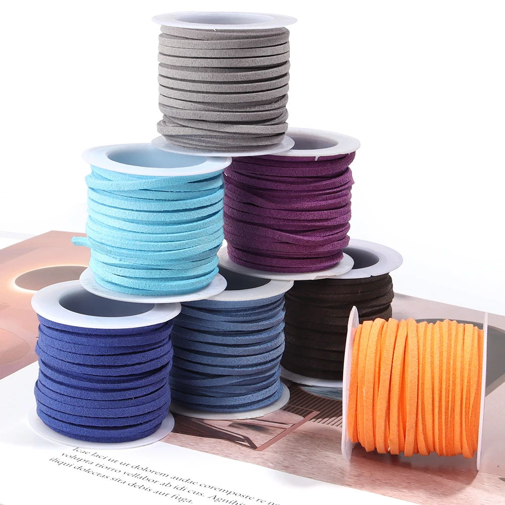 5Meter/Roll 2.7mm Korean Velvet Thread Cord Colorful Flat Faux Suede Braided Cord For DIY Jewelry Making Bracelets Accessories