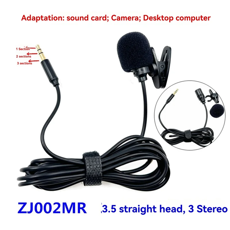 3CGRO-Lavalier Microfono Audio stereo Mini microfono cablato Spina da 3,5 mm per scheda audio Fotocamera PC Computer desktop 2M