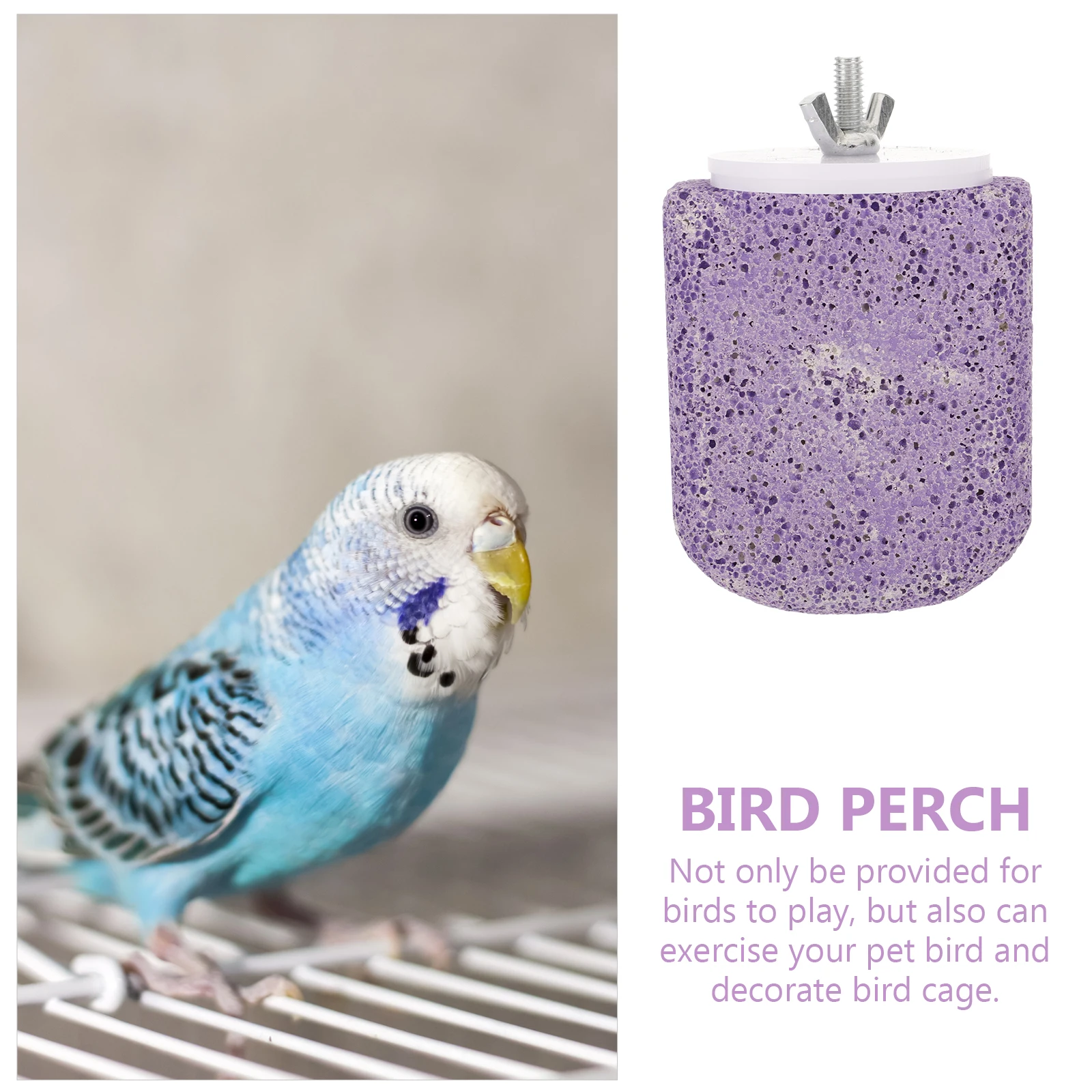 

Bird Perches for Cage Parrot Stand Pole Accessories Standing Ice Cream Violet Pumice