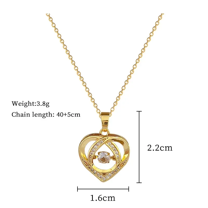 Love Zircon Hollow out Heart-shaped Pendant Luxury Gorgeous Necklace Women's Versatile Clavicle Chain Titanium Steel Ornaments