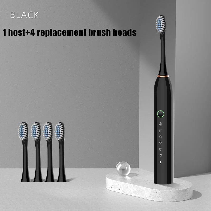 Звуковая электрическая зубная щетка, 6 режимов, длительный срок службы батареи и водонепроницаемое зарядное устройство USB, перезаряжаемые зубные щетки