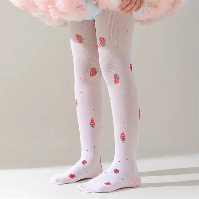 Kinder Mädchen Strumpfhosen Sommer Mesh Casual Prinzessinnenstrümpfe Bedruckte Dünne Weiche Atmungsaktive Strumpfhose für Kinder Mädchen Tanzstrumpfhose 3-12 Jahre