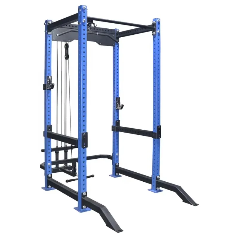 Power Cage With Lat Pulldown Cable Crossover System Squat Rack Steel Multi Function Power Rack