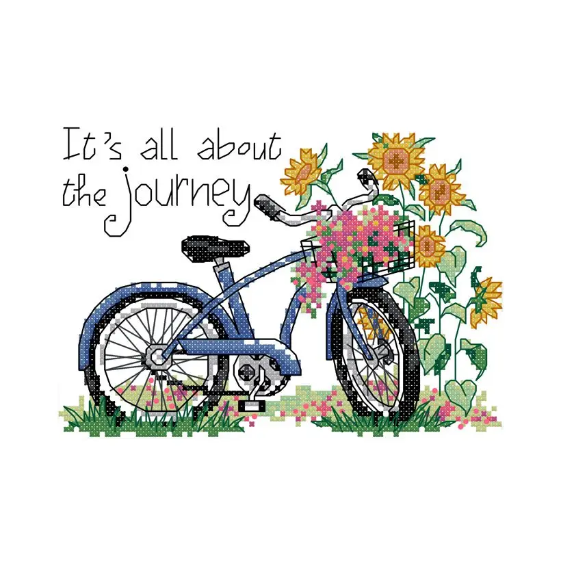 KSOL DIY Hand Knitting Print Set Embroidery Set 11CT Small Clear Cycling Sunflower Pattern 26*21cm Home Decoration