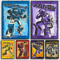 Vintage Noir Japan T-Transformers Poster Japanese Anime Comic Canvas Painting Modern Wall Art for Living Room Home Decor