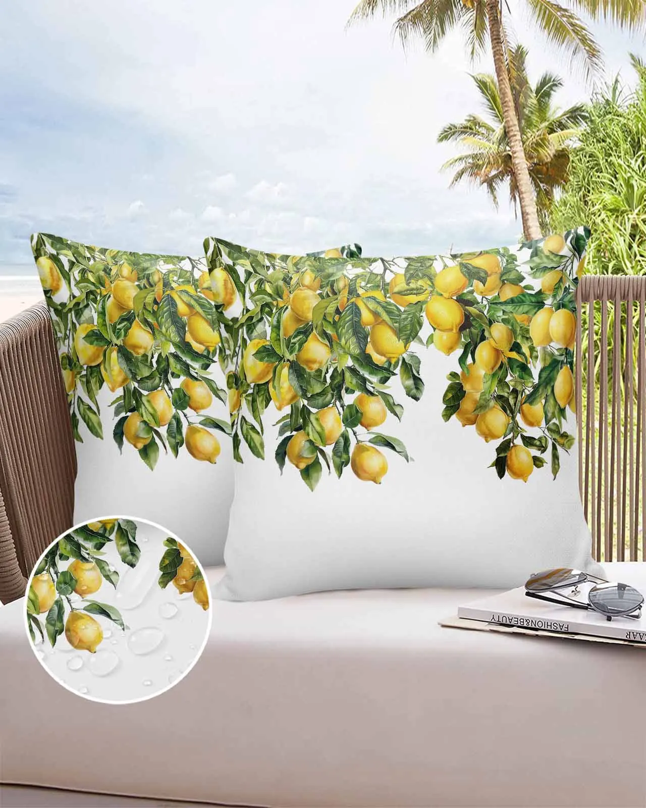 كيس وسادة عتيق مقاوم للماء ، كيس وسادة صيفي بألوان مائية ، كيس وسادة على الأريكة ، غطاء وسادة السيارة ، ديكور المنزل ، 2: 4