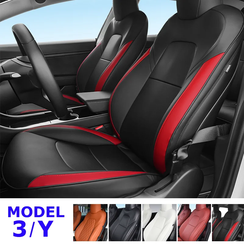 New Styles Full Set Black Red Seat Covers For Tesla Model 3 Y Four Seasons Waterproof Dirt-resistant Interior Auto Accessories