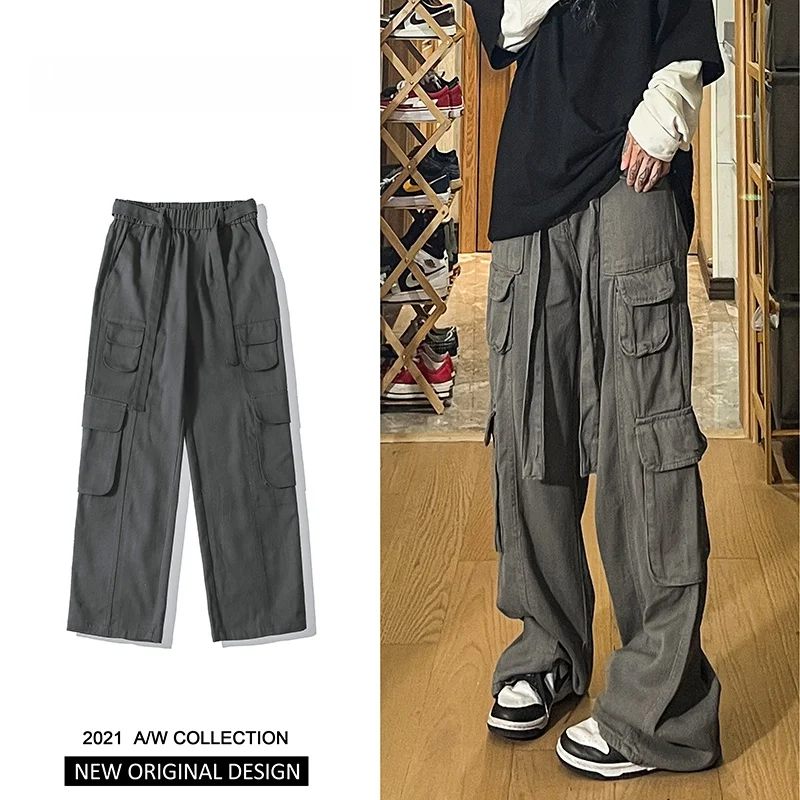 

Мужские повседневные брюки прямого кроя в стиле рабочей одежды, уличные брюки в стиле хип-хоп, весенне-осенние свободные брюки для отдыха, с эффектом драпировки, различные модели