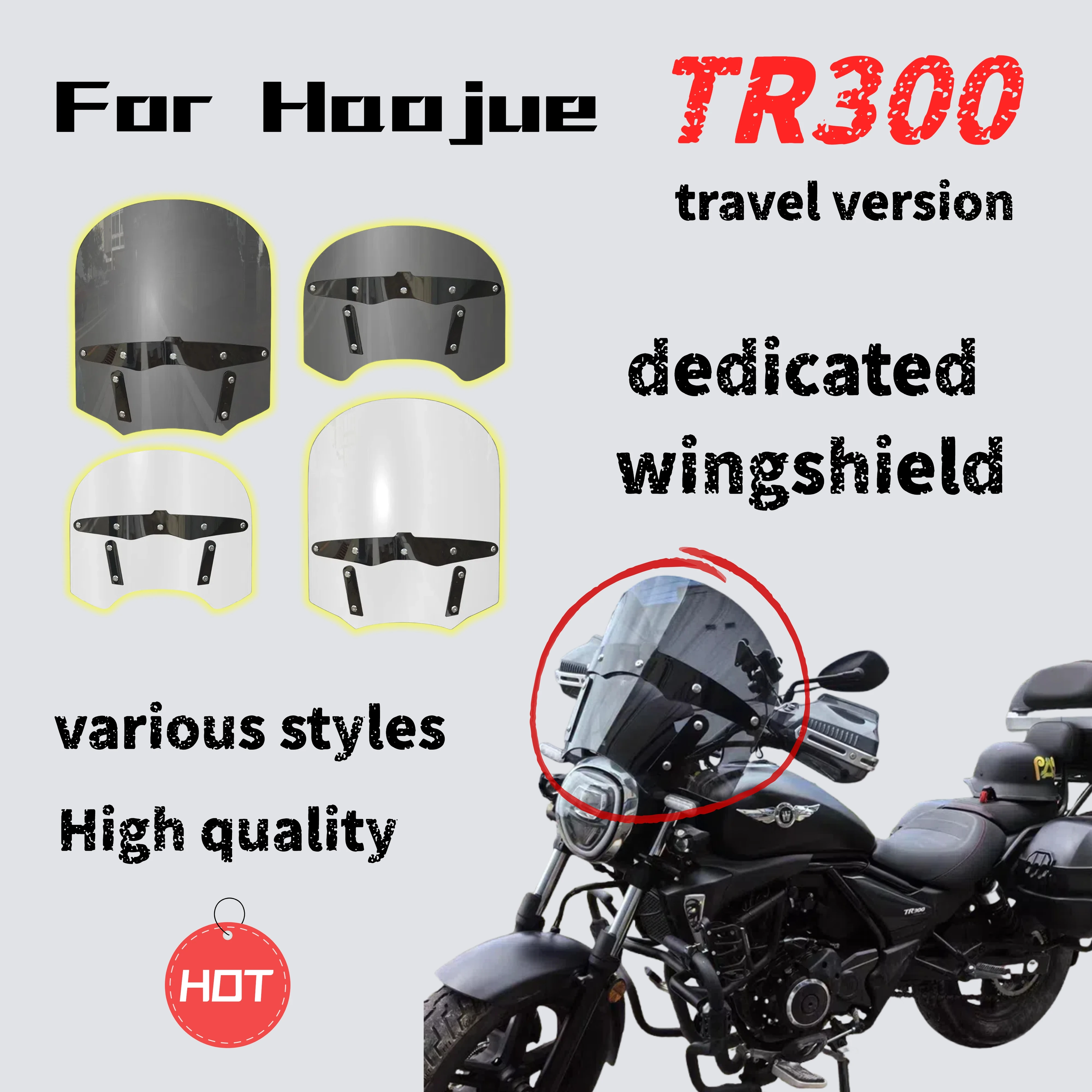 For Haojue TR300 Travel Version Modified Indian Style Front Windshield Glass Windshield Accessories