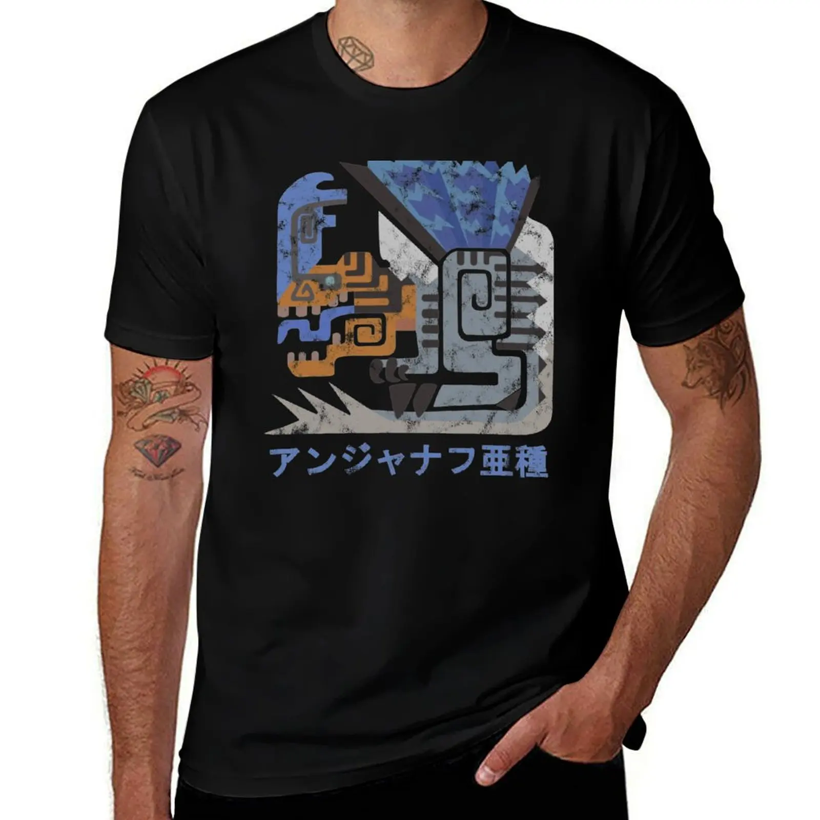 

shirts World man Iceborne Hunter Anjanath shirt cotton T-Shirt for t Monster t Fulgur Kanji man cotton