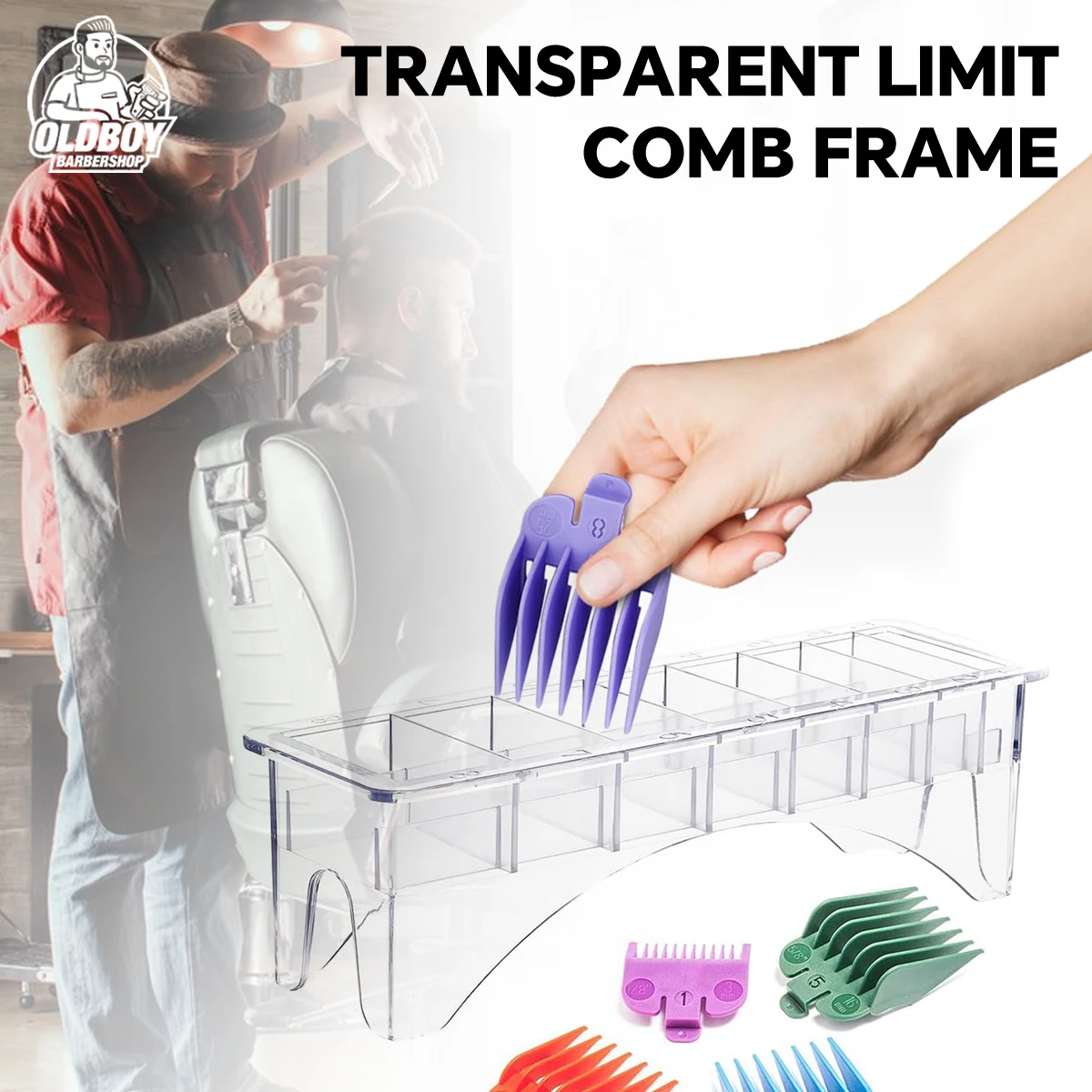 

8/10grid Professional ABS Comb Storage Box, Sturdy Hair Tool Organizer Desk Holder for Scissors & Guide Combs