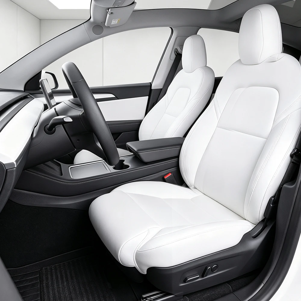 1Pcs Car Leg Support Extension Seat Cover Leather Memory Foam Seat Extender Cushion Auto Accessories For Tesla Model Y Model 3