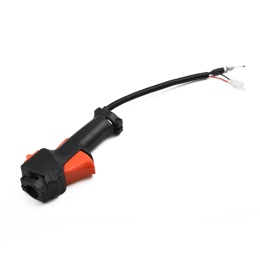 Throttle cable with handle trigger switch for safe control of 26mm pipe multi tools including brush cutters and trimmers