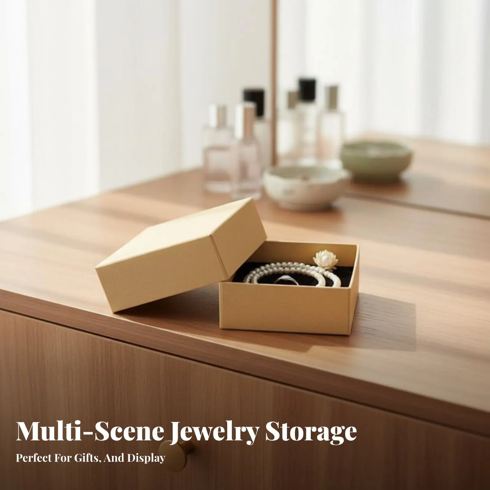 

Jewelry Box, Lid Design, Plush Lining, Necklace, Ring, Earring Storage, Random Style