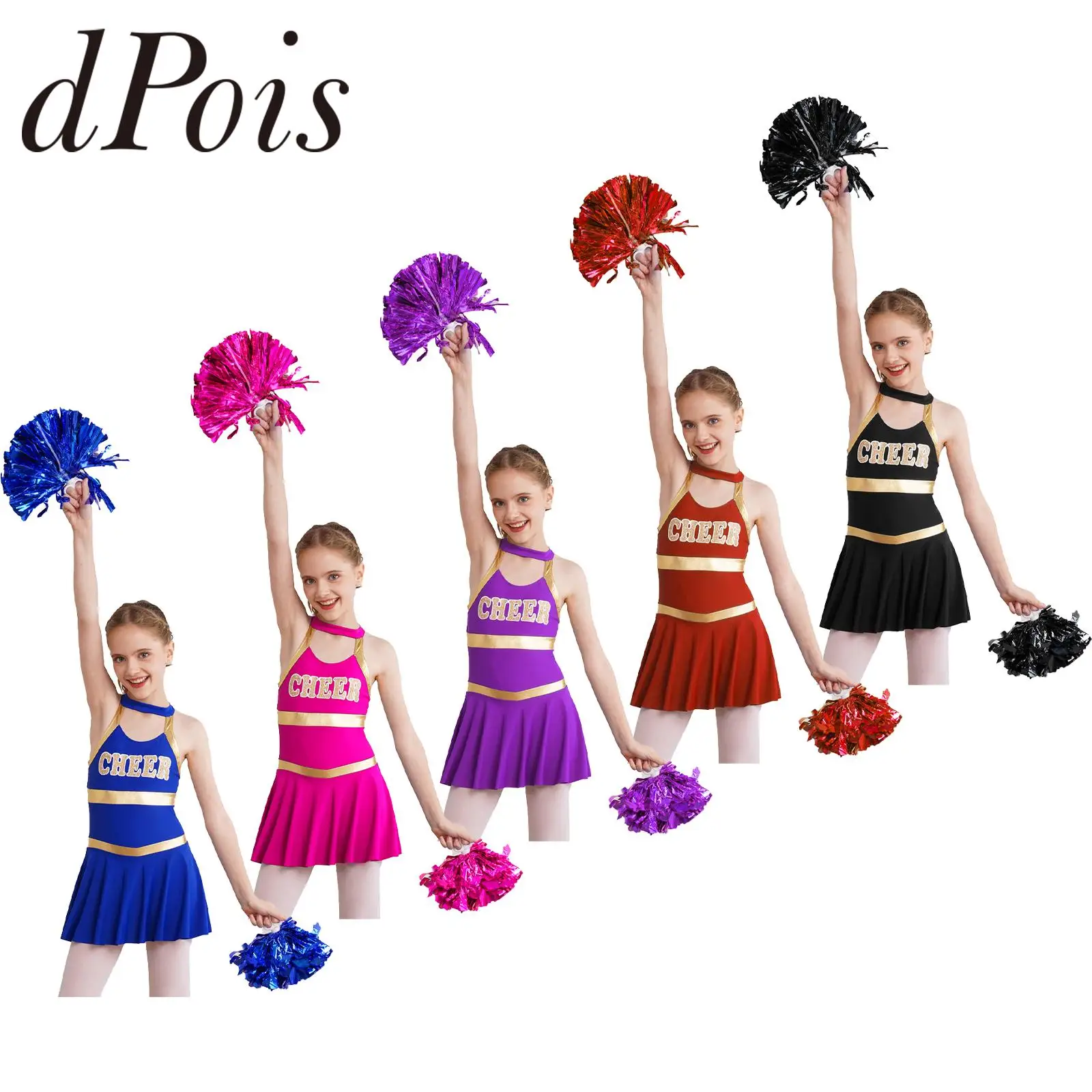 Kids Cheerleading Costume for Girls Cheerleader Uniforms Sets Sleeveless Letters Printed Cheer Dance Dress Cheerlead Costumes