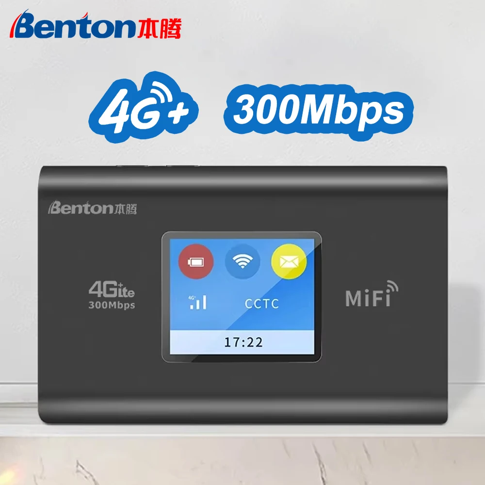 

Benton MiFi Portable 4G Plus Router VPN CAT6 300Mbps 2.4GHz WiFi Mobile Repeater Pocket Hotspot Wireless Modem for SIM Card