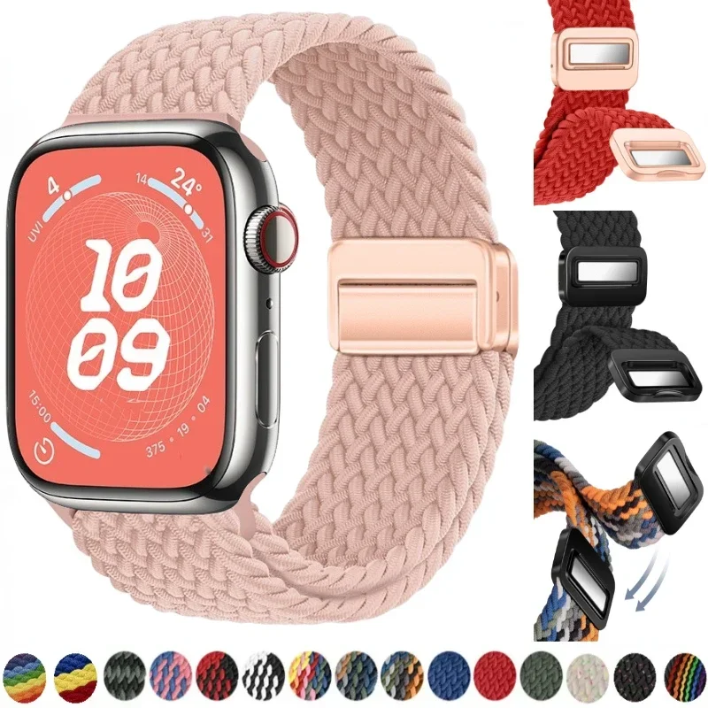 النايلون مضفر حلقة حزام ل أبل الترا 2 الفرقة 49 مللي متر 46 مللي متر 45 مللي متر 41 مللي متر 44 مللي متر 42 مللي متر سوار مغناطيسي iWatch 10 9 8 7 6 5 4 حزام
