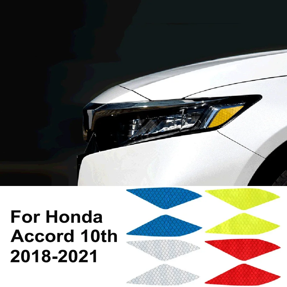 Car Modified Headlight Reflective Warning Sticker For Honda Accord 10th Gen 2018-2021 Vehicle Decorative Strip Auto Accessories