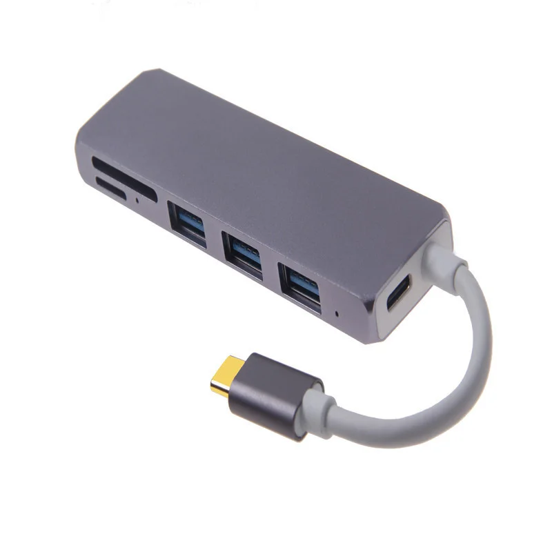 USB 3.1 Type-C To 3.0 Hub Docking Station with TF/SD Card Slots and PD Power Delivery - Aluminum Alloy