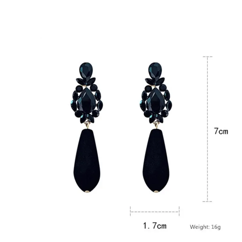 Korea New Design Fashion Jewelry Black Water Drop Resin Crystal Earrings Upscale Party Earrings for women gift