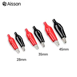 10pcs 28mm 35mm 45mm Metal Alligator Clip Crocodile Electrical Clamp Testing Probe Meter Black Red for Car Auto Battery