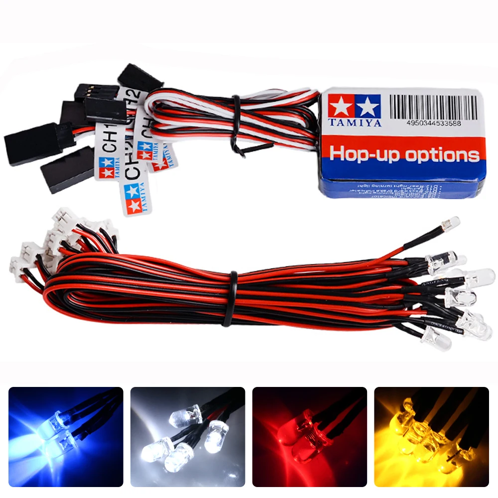 Simulation Flash Licht 12 LED Beleuchtung Kit Lenkung Bremse für 1/10 Skala Modelle RC Auto Yokomo Tamiya HSP HPI AXIAL RC4WD TRX