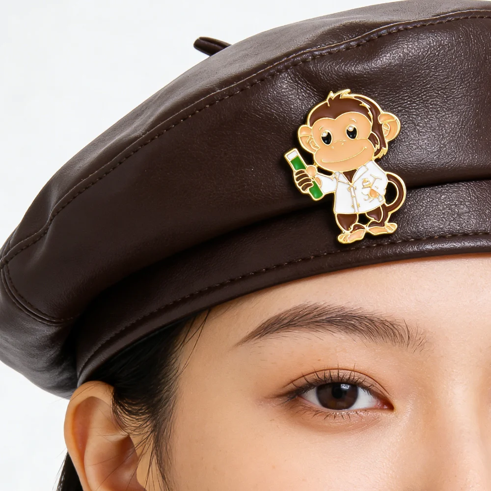 Hanreshe Lab Monkey Scientist Enamel Pin Science Backpack Lapel Brooch Badge Jewelry for Experiment Lovers