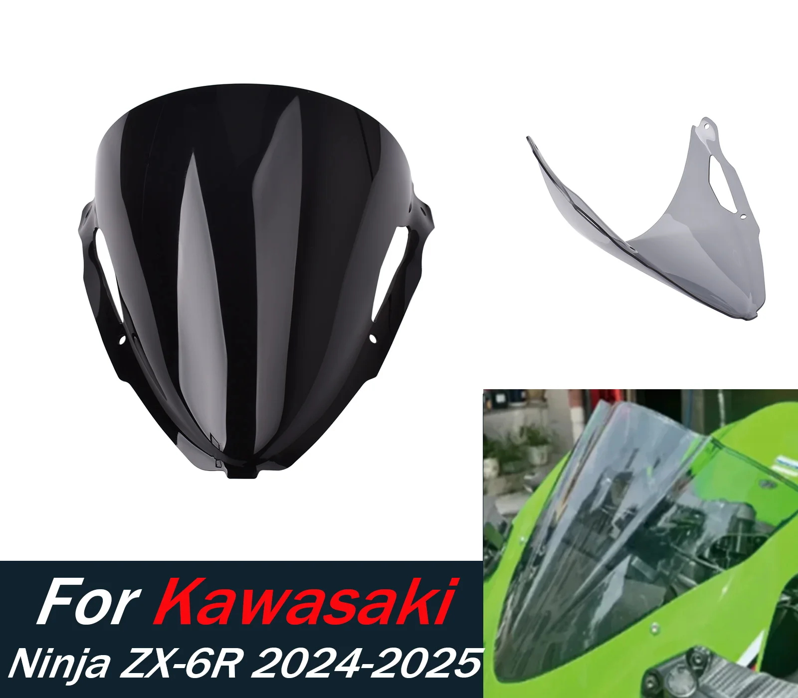 

For ZX 6R Windshield Windscreen For Kawasaki ZX 6R 2024 2025 ZX6R Deflector Protector Motorcycle Wind Screen Accessories