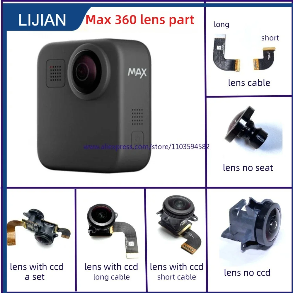 New Original Lens Fisheye Optical Fish Eye & Flex FPC Cable Ribben Unit For Gopro Max 360 Action Video Camera Repair Parts