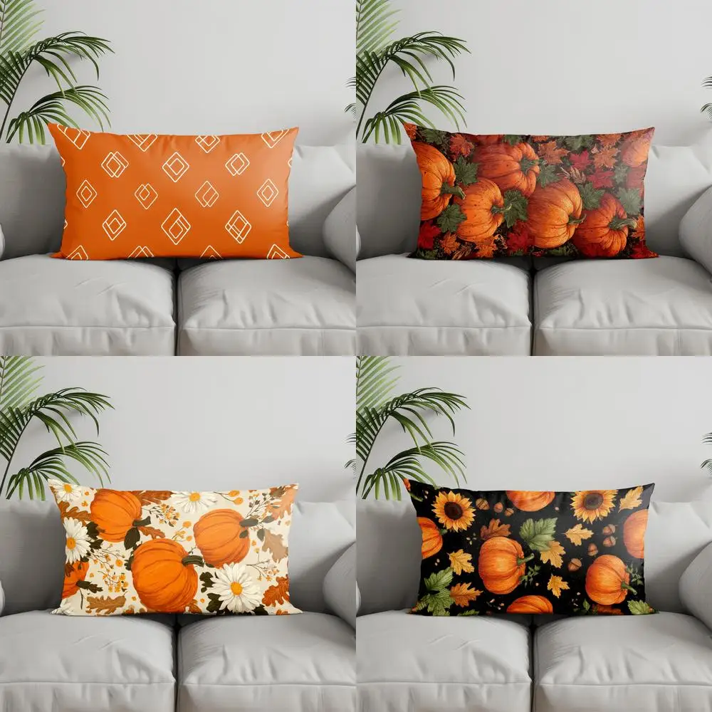 Home Decor Autumn Leaves Pattern Pillow Cover Suitable For Sofa Bedroom Car Pillow Cover Cushion Rectangular Back Cushion