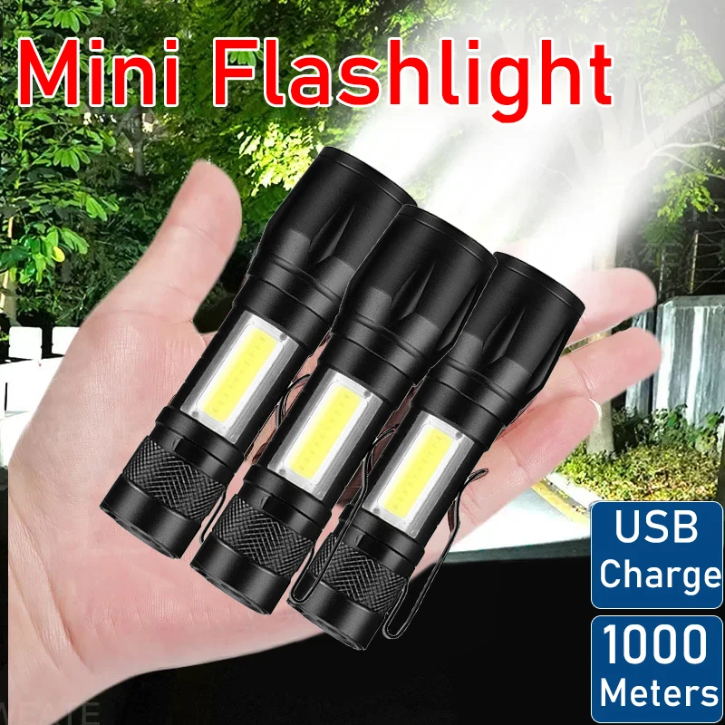 Built In Battery XP-G Q5 Zoom Focus Mini Led Flashlight Torch Lamp Lantern 2000Lumen Adjustable Penlight Waterproof T6 Led Light