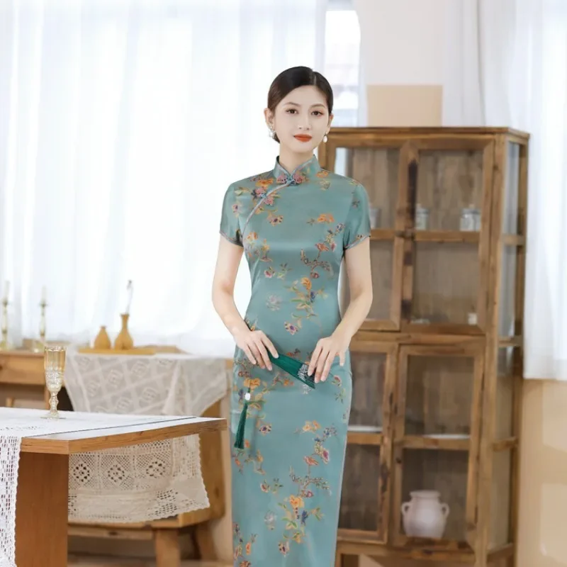 Sukienka dla kobiet Qipao Odzież damska Moda Streetwear Casual Elegancki styl etniczny Chiński styl Sukienka Cheongsam Vintage Lato