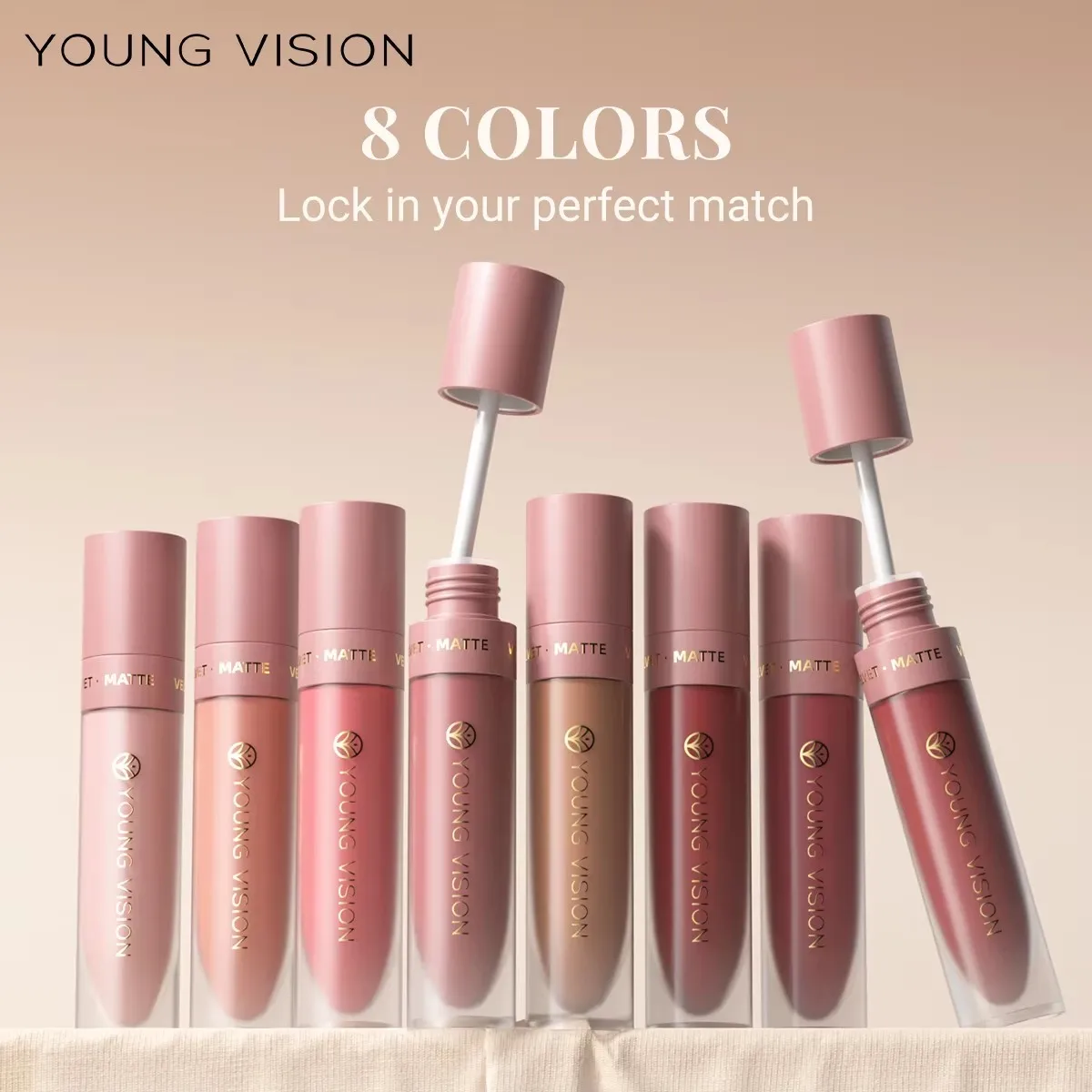 DUNUF 8-Color Matte Lip Velvet Smooth Easy-to-Apply Square Gloss Tube Waterproof Three-Dimensional Sexy Plumping Lipstick Makeup