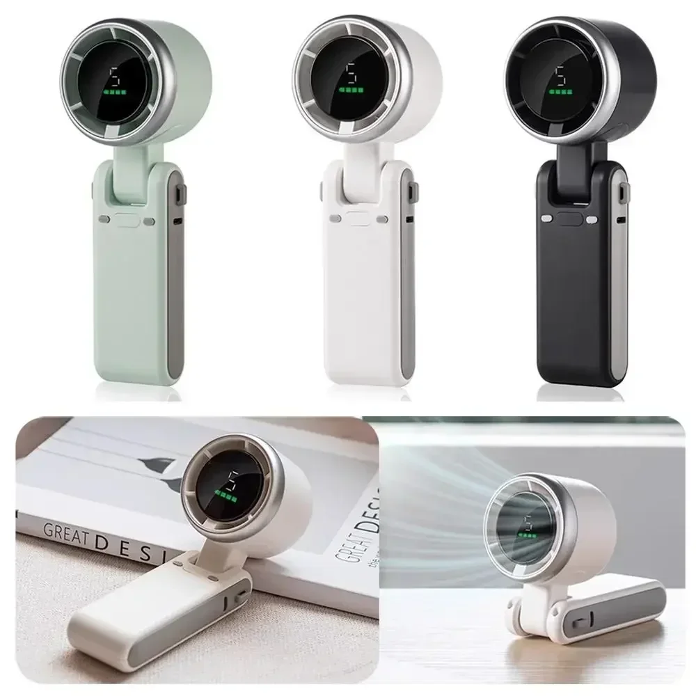 Turbofan LED display mini high-speed handheld fan portable mini handheld, desktop fan, outdoor cooling