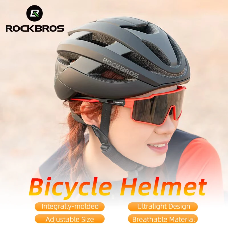 ROCKBROS Integrally-molded bicycle Helmet 17 vents Ultralight Breathable Road Helmet M/L bike helmets for men CE certification