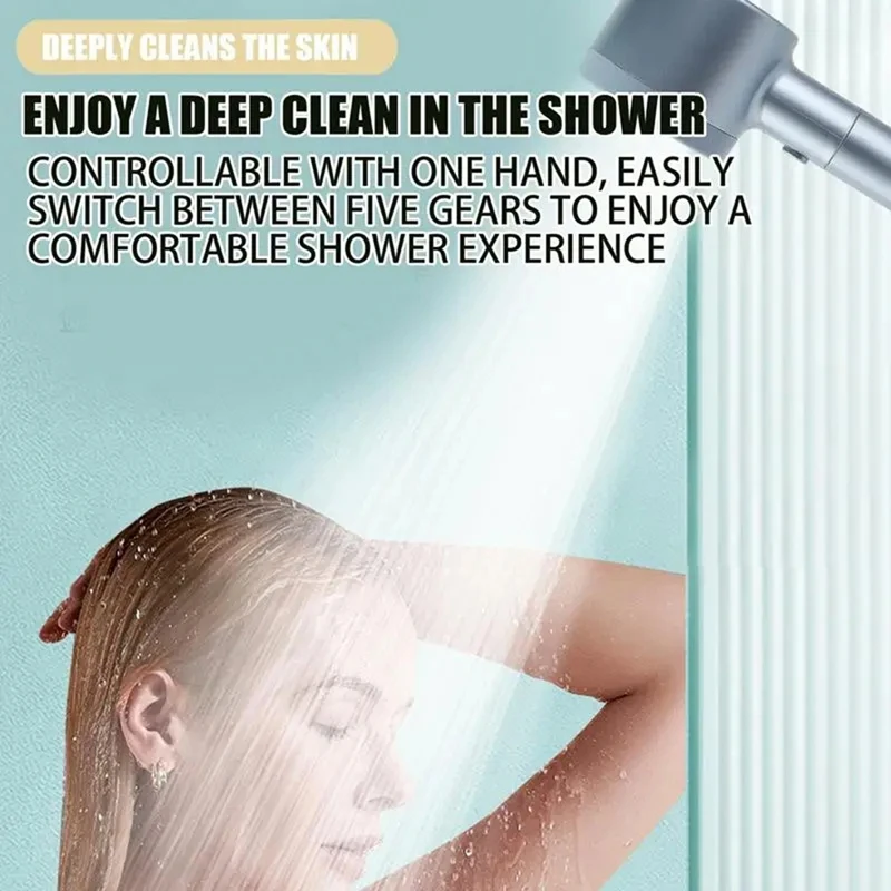

Bathroom Shower Heads Filter Powerful 5-Mode Handheld Bathroom Sprays Showerhead With High-Pressure Water Flow