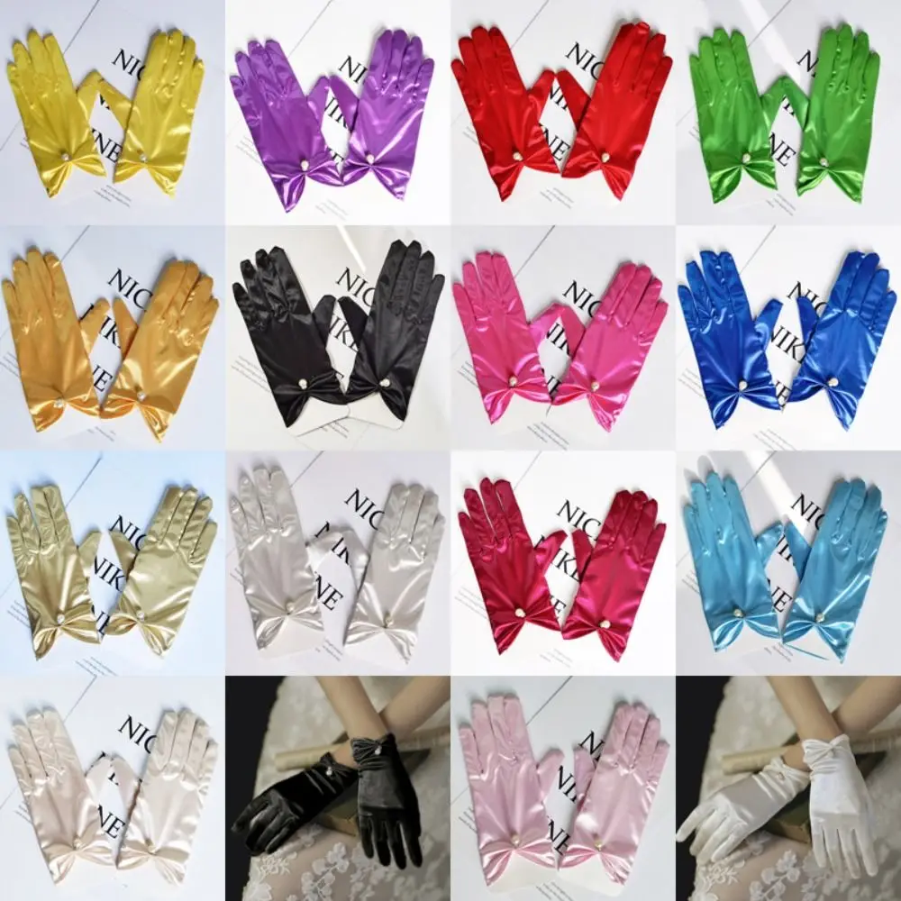

Events Activities Dress Solid Color Satin Gloves Satin Elastic Short Finger Mittens Stage Gloves Cosplay Party