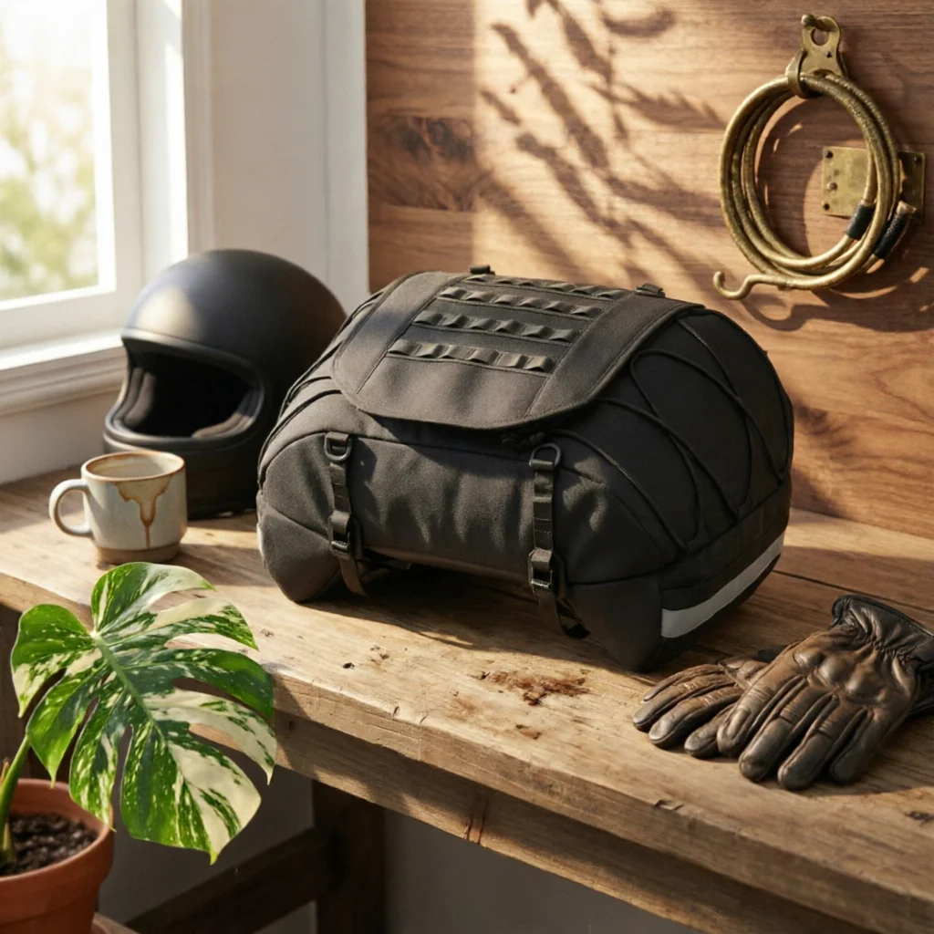 Motorcycle Tail Bag with Straps Strap-Mount Motorcycle Rear Seat Bag Long-Lasting Tear-Resistant for Touring Riders