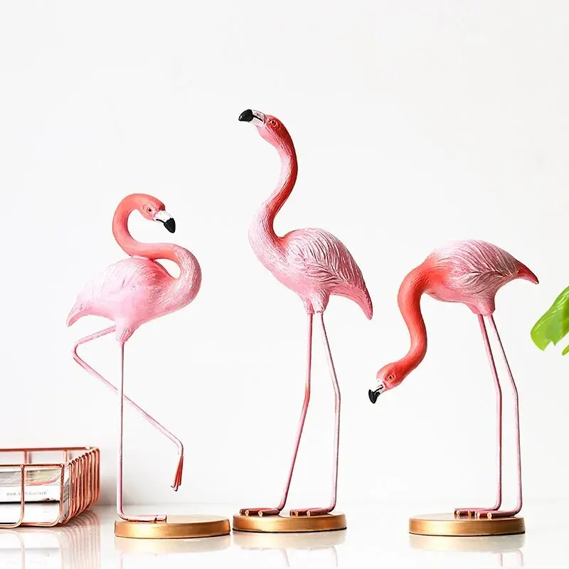 ins pink flamingo resin living room decoration girl children's transformation small ornaments birthday Valentine's gift