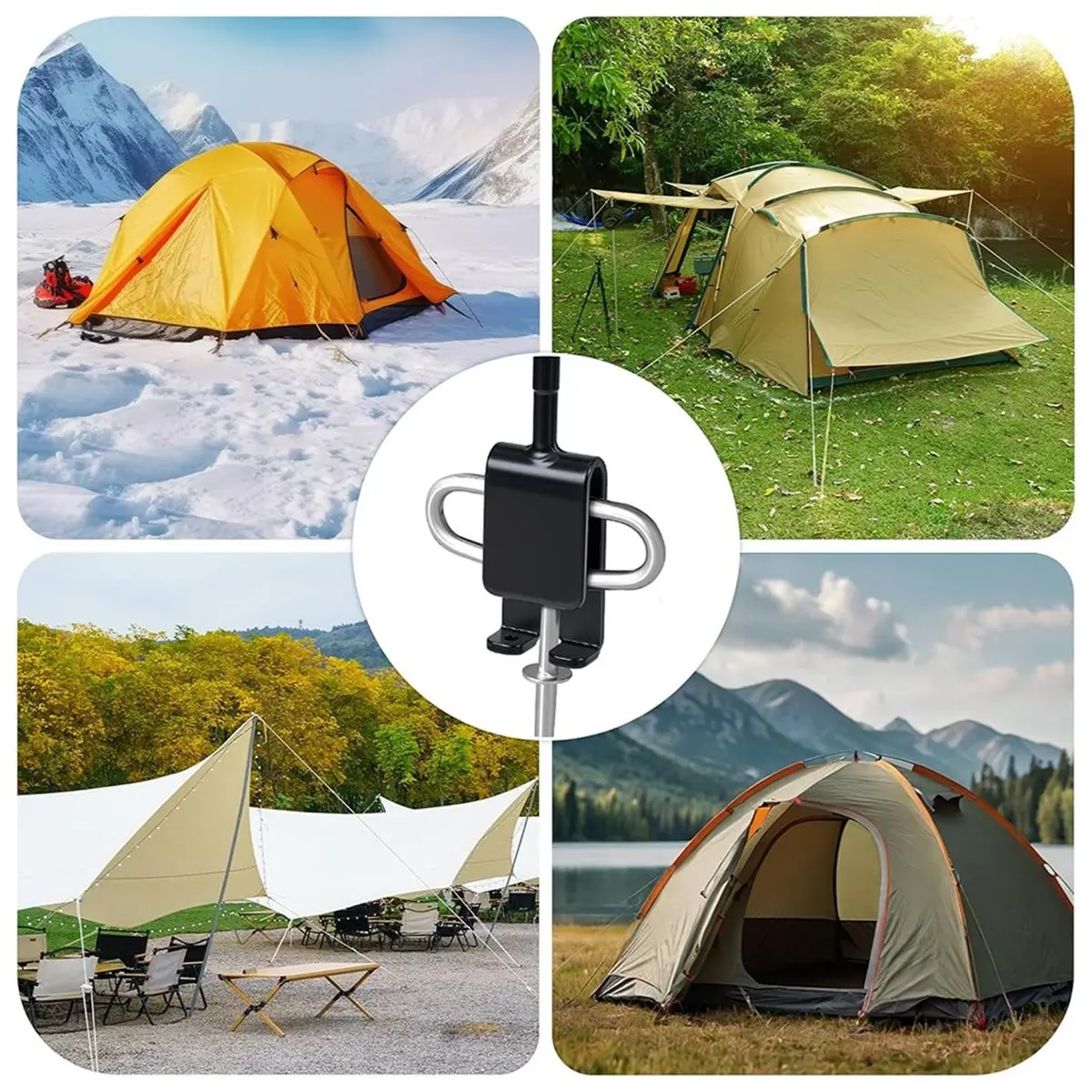 

AA91 RGQSUN Ice Fishing Anchor Tool Kit with Drill Adapter and 6 Tent Stakes for Ice Shanty Setup