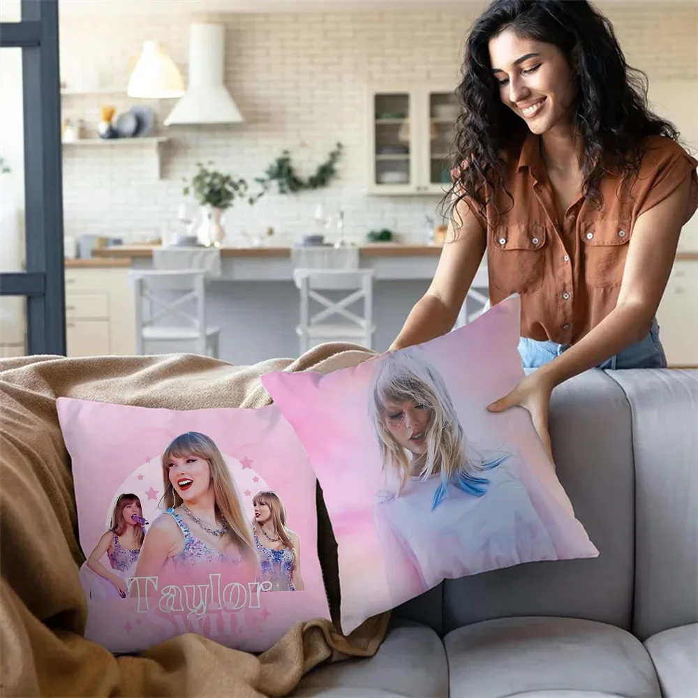 Pillow Covers Cartoon T-Taylors Sofa Decorative Home Double-sided Printing Short Plush Cute S-Swifts Cushion Cover