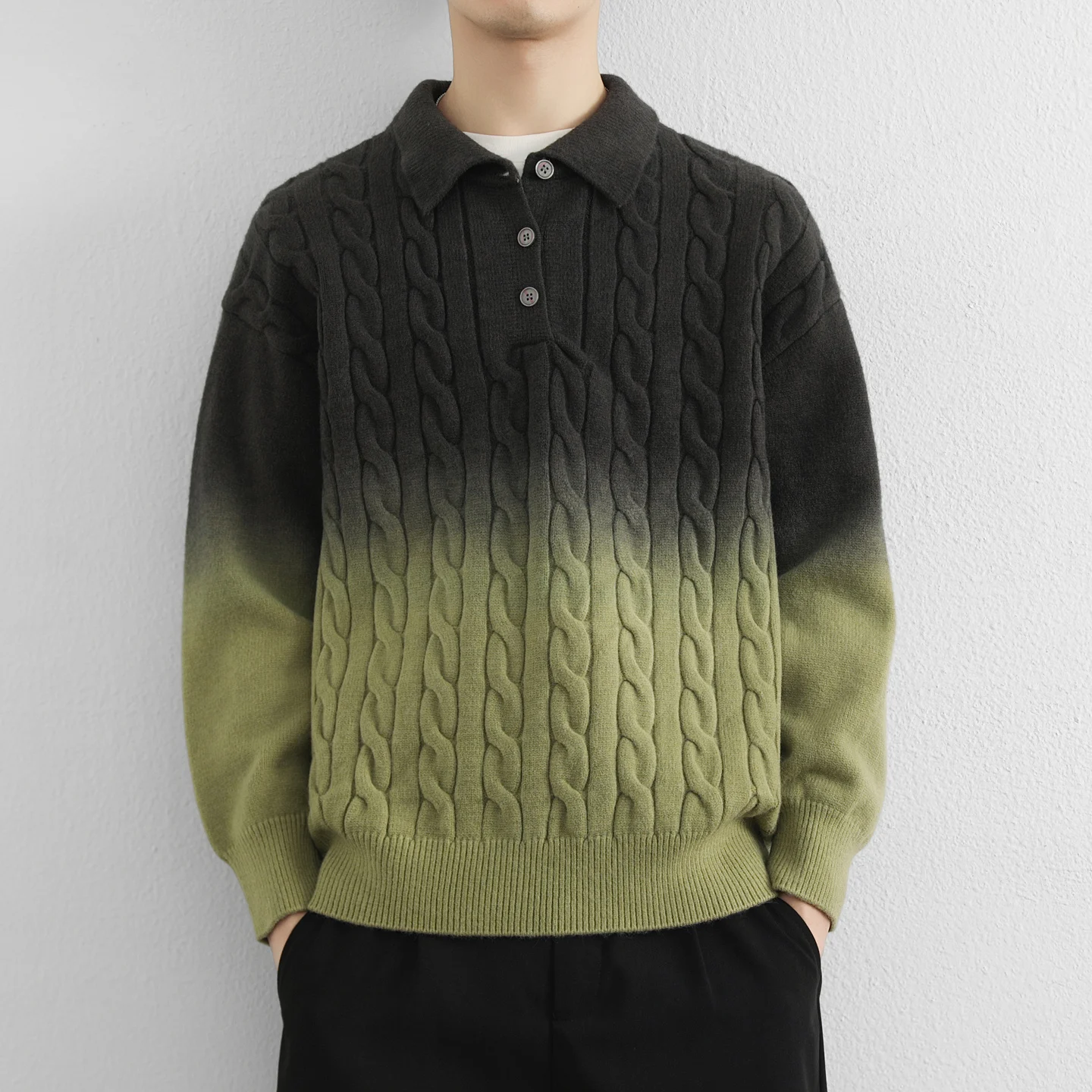 

Мужской утепленный вязаный свитер с воротником-стойкой, зимний, модный, высококачественный, повседневный, на пуговицах, с длинным рукавом