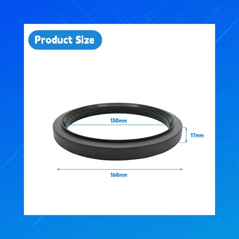 

Size: 130x160x17mm. DMHUI wheel hub oil seal in REVOLVING style. Sealing parts for large agricultural machinery and engineering