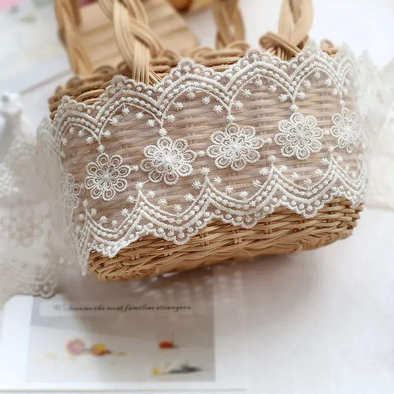 10 cm breites, mit Blumen besticktes Spitzenband zur Dekoration von Kleidern, Kleidung, DIY-Bastelbedarf, Handarbeiten, Nähzubehör – Detail 1