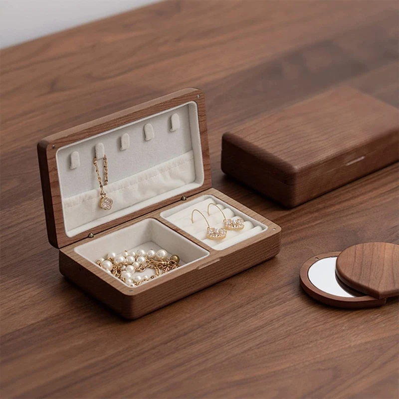 Walnut Jewelry Box Wedding Ring Box Earring Rings Storage Box Jewelry Box Jewelry Gift Packaging Box