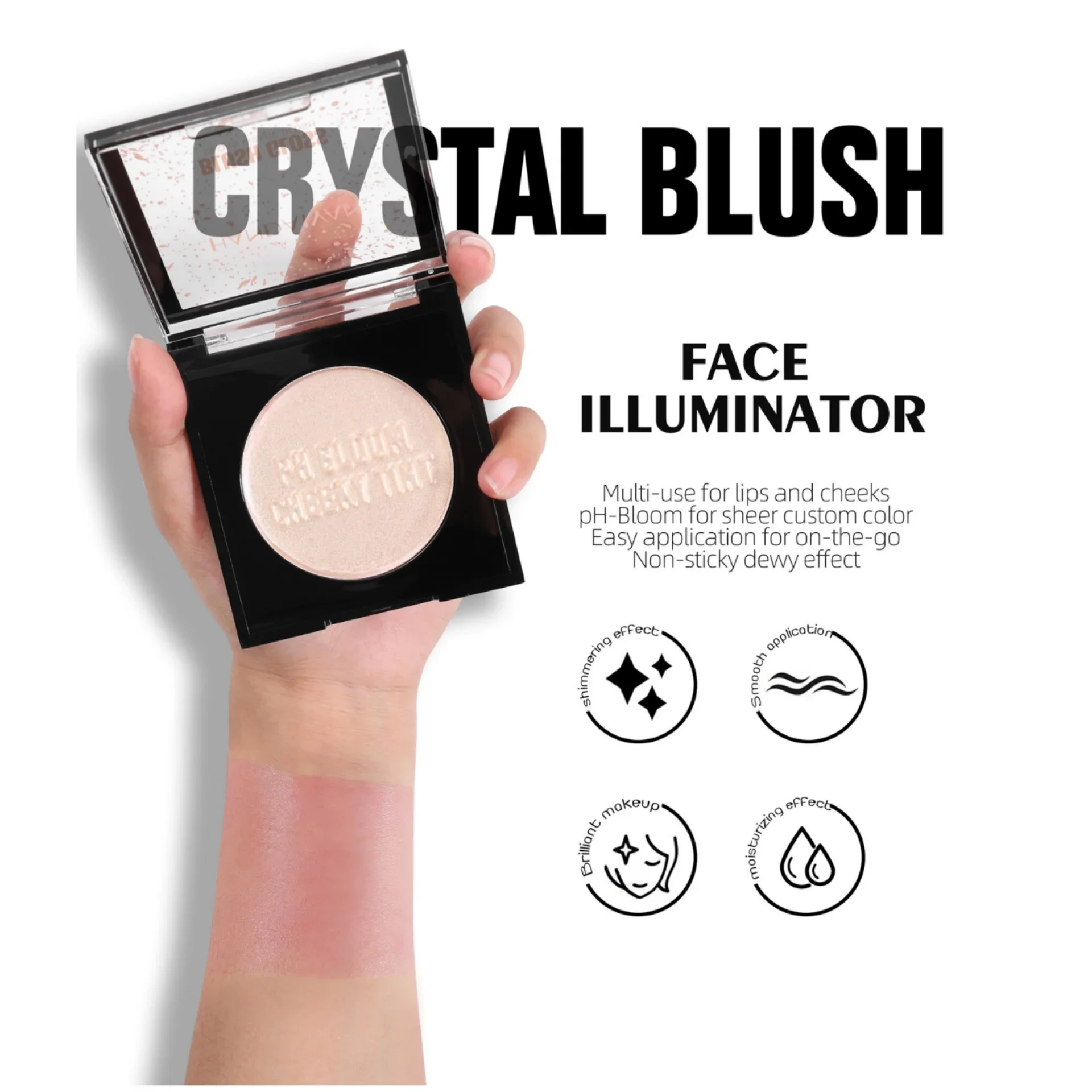 PH Bloom – fard à joues multi-usage, teinte avec dégradé, brillant, maquillage naturel pour le visage, Contour, poudre rose longue durée