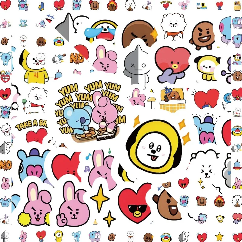 BT21 koya RJ tata Shooky Mang Chimmy Sticker High Color Value Cartoon Cute DIY Decorative Notebook Mobile Phone Shell Sticker view 3
