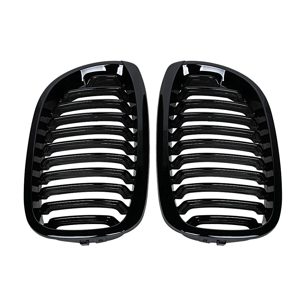 Glossy Black Front Sport Kidney Grille Grill For 2003-2006 E46 325Ci 330Ci 2-Door LCI 51137064318 51137064317