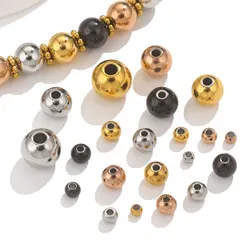 3-10mm Stainless Steel Beads For Jewelry Making PVD Glod-plated Spacer Beads for Bracelets Necklace Jewelry Making Supplies