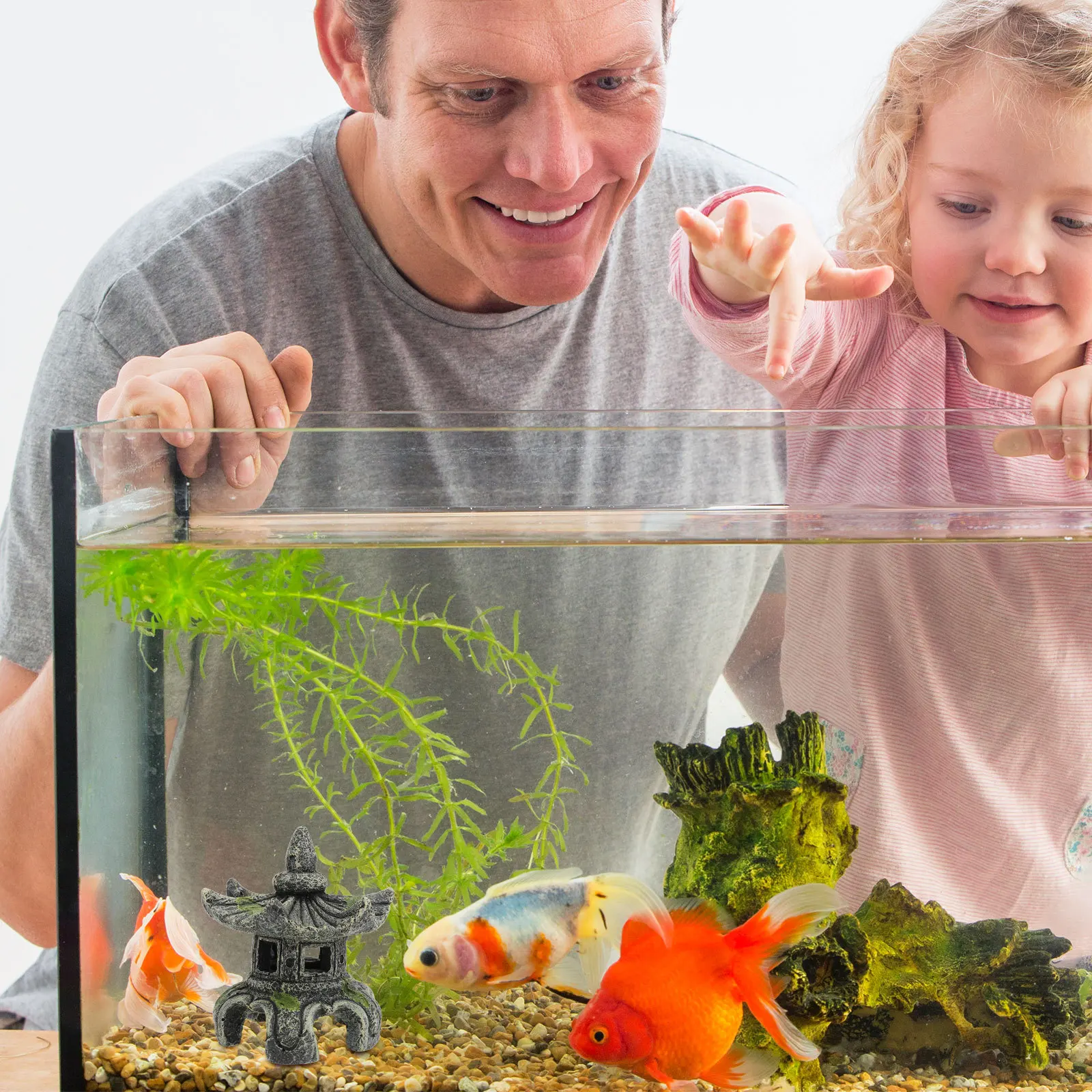 

1Pcs Realistic Pavilion Aquarium Ornament Resin Made Fish Tank Landscape Decor Shrimp House Cave Stylish Fish Tank Pavilion